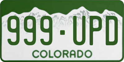 CO license plate 999UPD