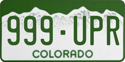 CO license plate 999UPR