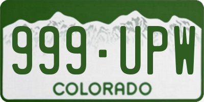 CO license plate 999UPW