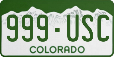 CO license plate 999USC
