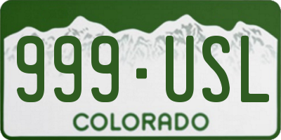 CO license plate 999USL