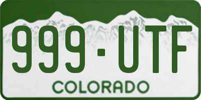 CO license plate 999UTF