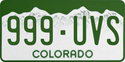 CO license plate 999UVS