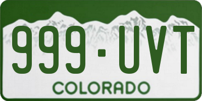CO license plate 999UVT