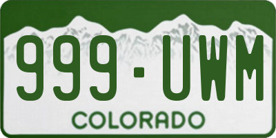 CO license plate 999UWM