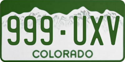 CO license plate 999UXV