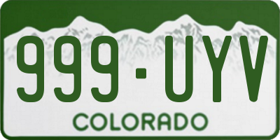 CO license plate 999UYV