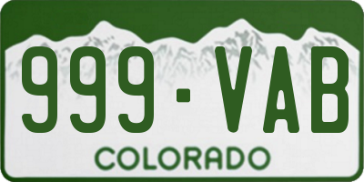 CO license plate 999VAB