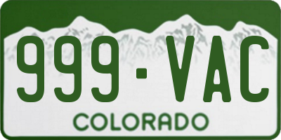 CO license plate 999VAC
