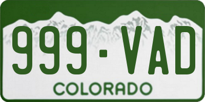 CO license plate 999VAD