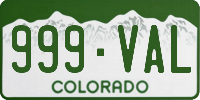 CO license plate 999VAL