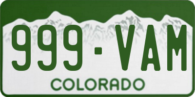 CO license plate 999VAM