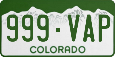CO license plate 999VAP