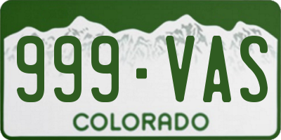 CO license plate 999VAS