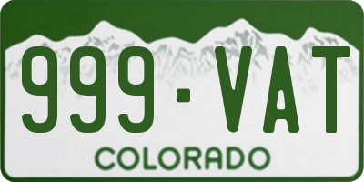 CO license plate 999VAT