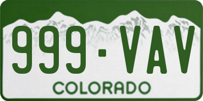 CO license plate 999VAV