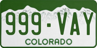CO license plate 999VAY