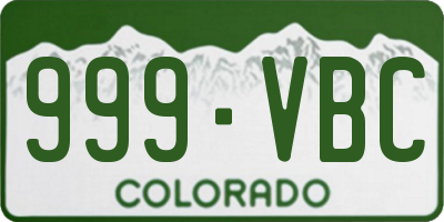 CO license plate 999VBC