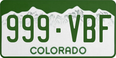 CO license plate 999VBF