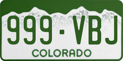 CO license plate 999VBJ