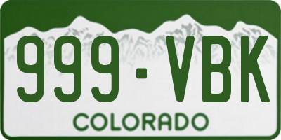CO license plate 999VBK