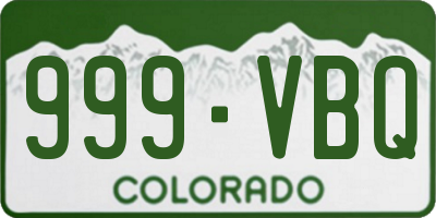 CO license plate 999VBQ