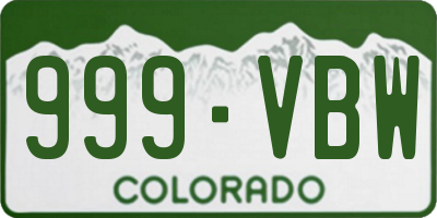 CO license plate 999VBW