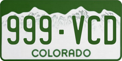 CO license plate 999VCD