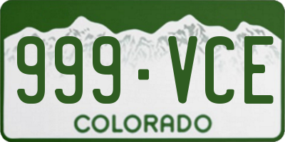 CO license plate 999VCE