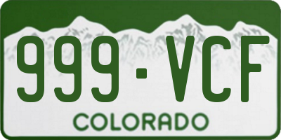 CO license plate 999VCF
