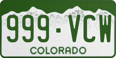 CO license plate 999VCW