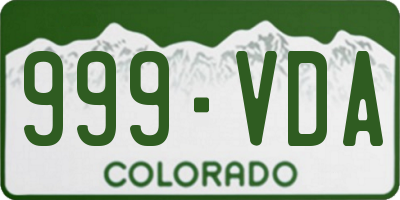 CO license plate 999VDA