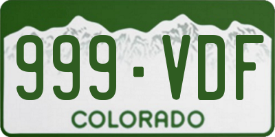 CO license plate 999VDF