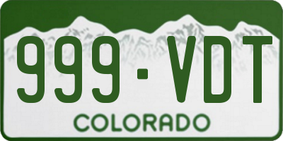 CO license plate 999VDT