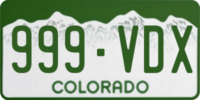 CO license plate 999VDX