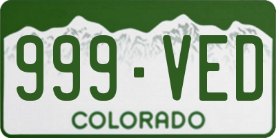 CO license plate 999VED