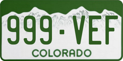 CO license plate 999VEF