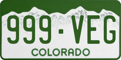 CO license plate 999VEG