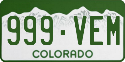 CO license plate 999VEM
