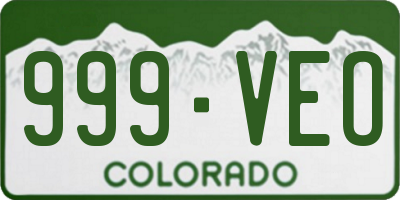 CO license plate 999VEO