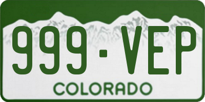 CO license plate 999VEP