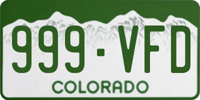 CO license plate 999VFD