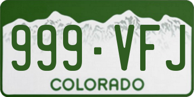 CO license plate 999VFJ