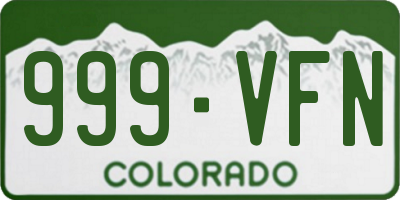 CO license plate 999VFN