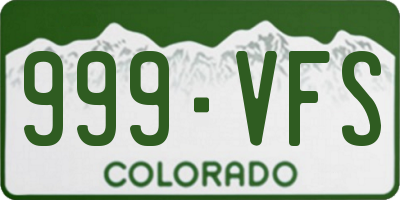 CO license plate 999VFS