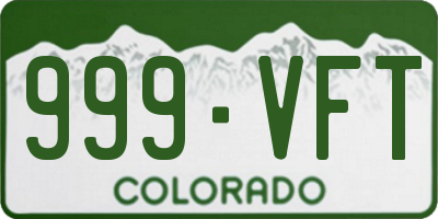 CO license plate 999VFT