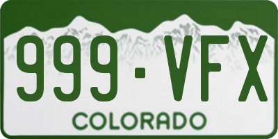 CO license plate 999VFX