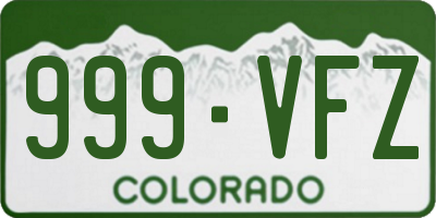 CO license plate 999VFZ