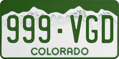 CO license plate 999VGD
