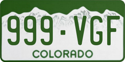 CO license plate 999VGF